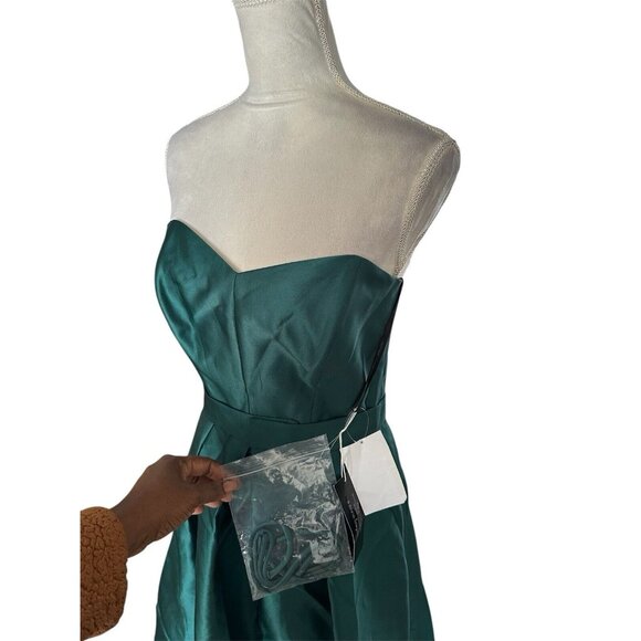 Alfred Sung Dress Women Sz 10 Green Strapless Formal Cocktail Party Evening NWT - Picture 5 of 15